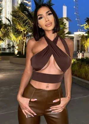 Tiger Mist Brown Wrap Top thumbnail 1