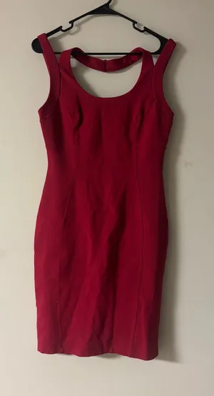 Mystic LA Red Bodycon Sheath Mini Dress Size L Y2K Sleeveless Cocktail thumbnail 1