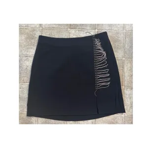 Vero Moda Black VMKASEY HW Mini Skirt Rhinestone Fringe Slit NWT Size M 10276141 thumbnail 2