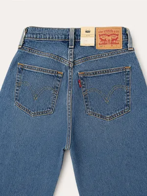 Levi's Women's 501® Straight Leg Jeans in Blue Denim with Tan Patch thumbnail 8
