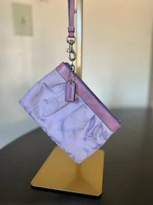Coach Signature Pleated Lilac Wristlet (Style F43434 thumbnail 6