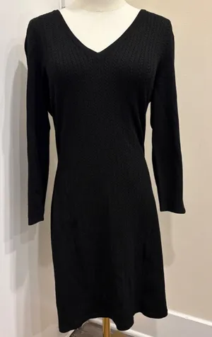 Rag & Bone Black‎ V-Neck Cable Knit Long Sleeve Sweater Dress Small Preppy Twee thumbnail 1
