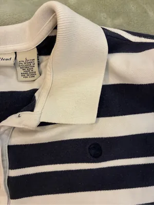 Women’s Duck Head Brand Striped Polo Shirt in Navy and White Size Large thumbnail 4