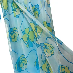CATO Faux Wrap Midi Skirt Boho Artsy Fairy Chiffon Blue Flowing Floral SZ 18-20 thumbnail 6