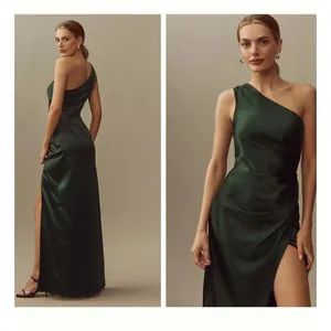 Anthropologie BHLDN Women Scottie One-Shoulder Maxi Dress Small Satin Green thumbnail 9