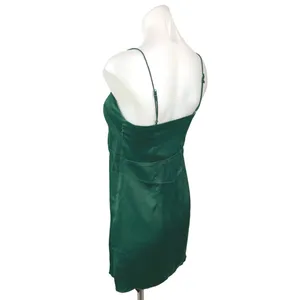 Urban Outfitters Green Silk Satin Spaghetti Cami Camisole Mini Slip Dress XS thumbnail 4