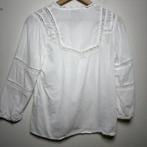 Cleobella Women‎ Cotton Top XS White Boho Lace Tassel Pintuck Cottage Peasant thumbnail 9