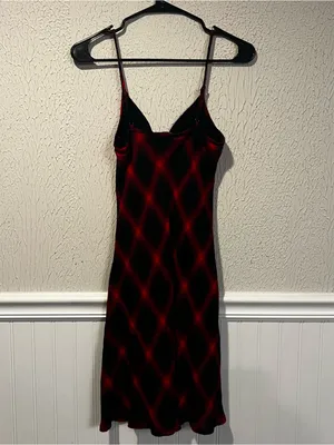 Lulus Red and Black Plaid Rayon Slip Dress size medium thumbnail 10