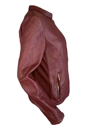 Calvin Klein Burgundy Textured Faux Leather Jacket (M) thumbnail 5