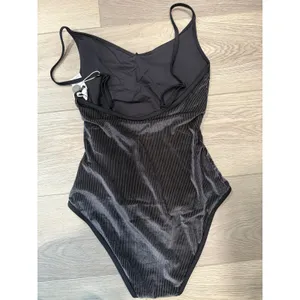 Onia Jane Ribbed Black Velvet Luxury One Piece Swimsuit $185 Small thumbnail 3