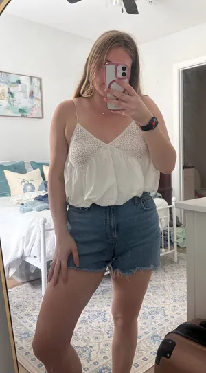 ZARA White Bubble Tank Top thumbnail 1