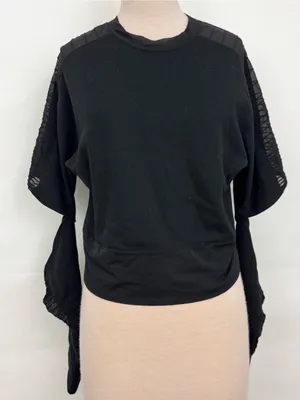 Alo Yoga Womens Trend Long Split Sleeve Top mesh Cropped Large thumbnail 4