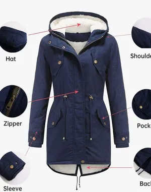 NEW Hooded Winter Coat Warm Fleeced Lined Long Jackets Thick Parka Jacket M thumbnail 6