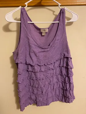 Loft Purple Ruffle Tank Top thumbnail 1