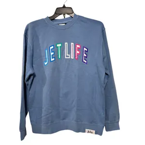Jet Life Apparel Womens Blue Embroidered Crewneck Sweatshirt Large thumbnail 2