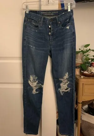 American Eagle vintage hi-rise distressed skinny jeans size 00 thumbnail 1