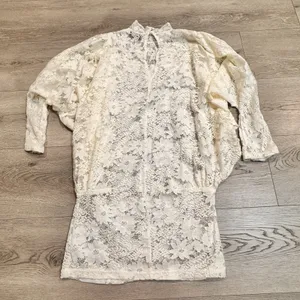 VICI Romantic‎ Boho Chic Cottagecore Lace Dress Tunic Top Size Small S Cream thumbnail 2