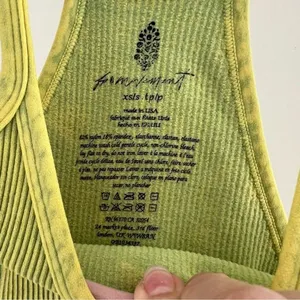 Nwot free people happiness runs tank womens xs/s green yellow distressed Color thumbnail 3