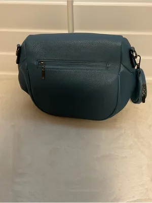 Structured Teal Leather Crossbody Bag for Women thumbnail 3
