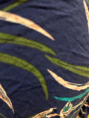 Heritage 1981 (Y2K Forever 21 Brand) Tropical Leaves Navy Linen Feel Wrap Maxi Skirt Size Small thumbnail 5