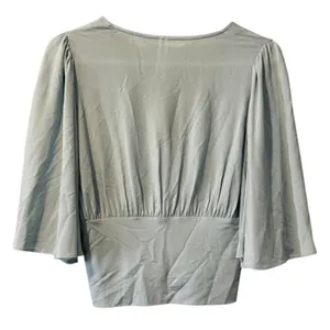 Anthropologie Top Size XS Women Light Blue Bell Sleeve Crop‎ Blouse Lightweight thumbnail 2