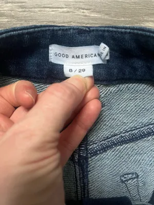 Good American Dark Wash Wide Leg 90s Good Skate Cargo Sweatpants Jeans Size 8 29 thumbnail 4