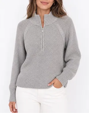 OFFLINE by Aerie Womens XS Grey Marled Quarter Zip Pullover Sweater Thumbholes thumbnail 1