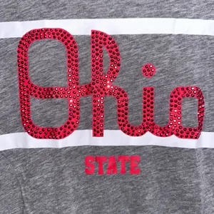PINK Ohio State University Sparkly Script Ohio Scarlet & Gray Women's Medium Tee thumbnail 5