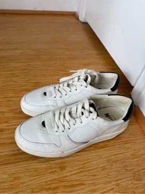 Madewell Court Sneakers White Black Leather Shoes Size 8.5 thumbnail 5