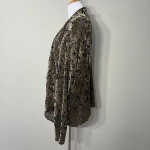 Chicos 3 Jacket Topper Womens XL Crinkle Velvet‎ Burnout Sheer Brown Whimsigoth thumbnail 7