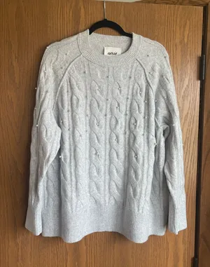 Aerie Cable Knit Pearl Detail Sweater thumbnail 1