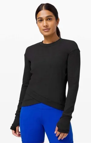 Lululemon Size 8 Close to Crossing Long Sleeve shirt Black Active #1000 thumbnail 1