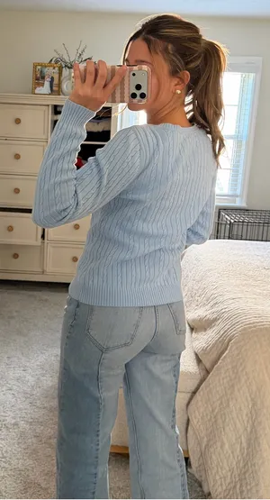 IZOD Baby blue cable knit sweater thumbnail 4