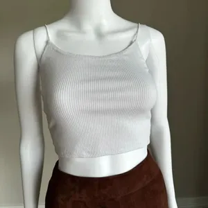 Garage White Ribbed Bungee Cropped Cami Size Small thumbnail 3