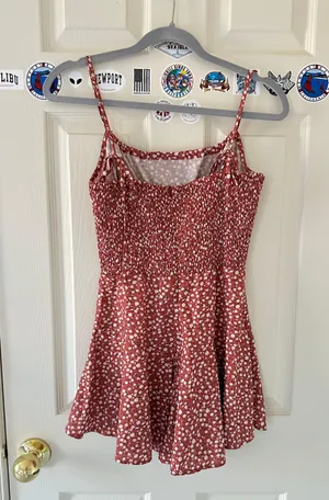 Brick Red Floral Romper thumbnail 2