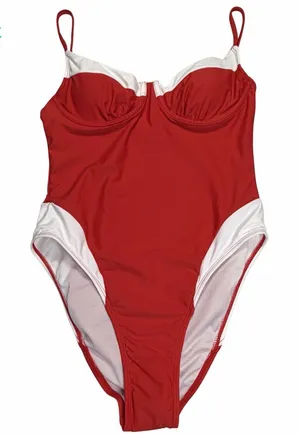 Wild Fable Swimsuit Womens Small Red White Scooped Underwire One Piece NWT thumbnail 1