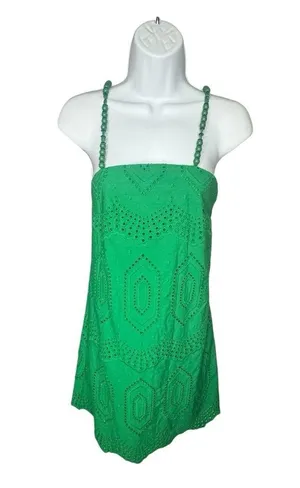 Hyacinth House NEW Green Eyelet Beaded Strap Mini Ibiza Cocktail Dress Size XS thumbnail 5