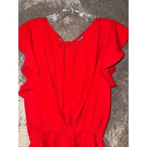 Wilfred Aritzia High Neck V-neck Back Red Romper Size Small Pockets #784 thumbnail 7