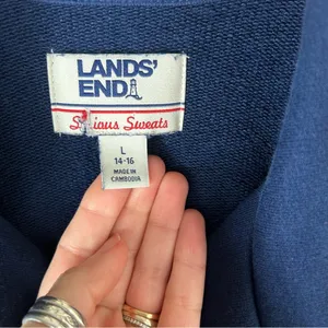 Land’s End Serious Sweats Striped Long Sleeve Collared Pullover Sweatshirt thumbnail 3