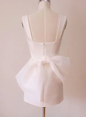 Custom Made Bridal Satin Dress With Bow thumbnail 9