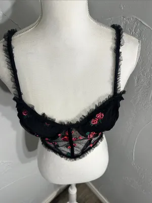 For Love And Lemons Black Floral Embroidered Lace Bustier thumbnail 6