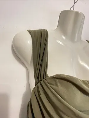 PRETTYGARDEN. Olive Green Ruched Bodycon maxi dress thumbnail 6