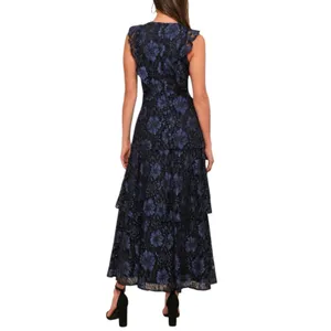 Lulu's Molinetto Black and Blue Floral Lace Tiered Sleeveless Maxi Dress XS thumbnail 2