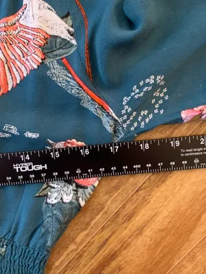 Jaase Maxi Dress XS Teal Floral Boho Autumn Wedding Guest Smocked V-Neck thumbnail 16