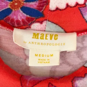 Maeve Anthropologie Clearly Floral Sleeveless Asymmetrical Dress Red Medium thumbnail 8