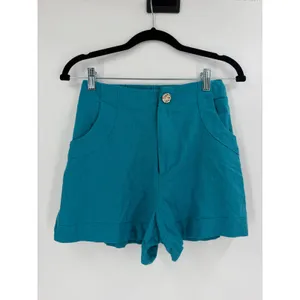House of Harlow Shorts‎ Women S Teal Linen Blend High Waist Coastal Boho Resort thumbnail 12