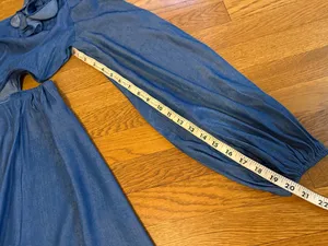 The Sang One-Shoulder Blue Maxi Dress with Floral Shoulder Detail size L thumbnail 11