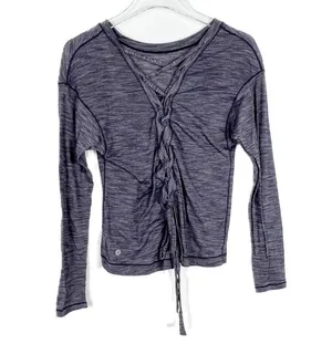 Lululemon Laced With Intent Long Sleeve Heathered Black Grape Size 2 EUC L2152 thumbnail 9