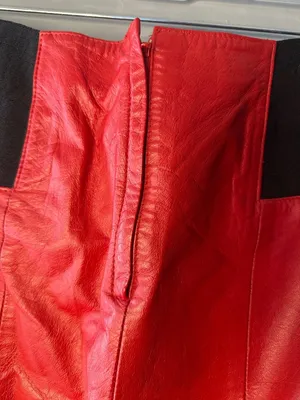 Vtg Avons Fashion 100% Leather Skirt stretchy waist comfort festival carnival thumbnail 4