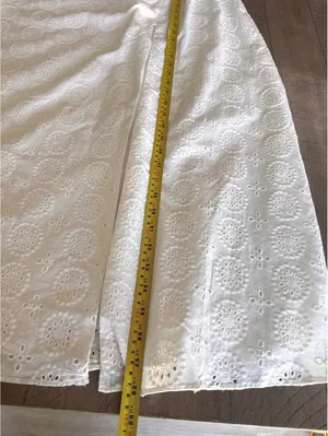 NWT Hutch Anthropologie White Eyelet Cutout Maxi Dress Puff Sleeve Women’s 12 P thumbnail 13